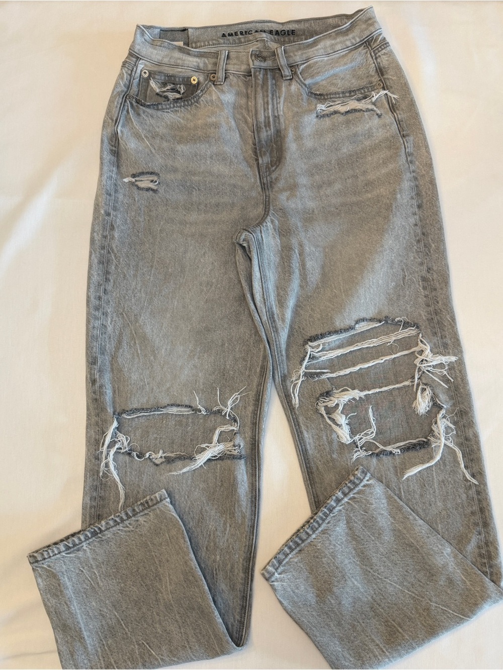 American Eagle Outfitters Gray Distressed Boyfriend Jeans
